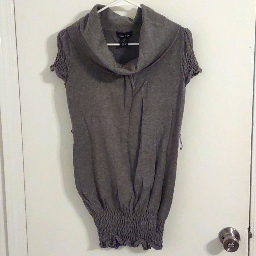Grey, short sleeve, long shirt